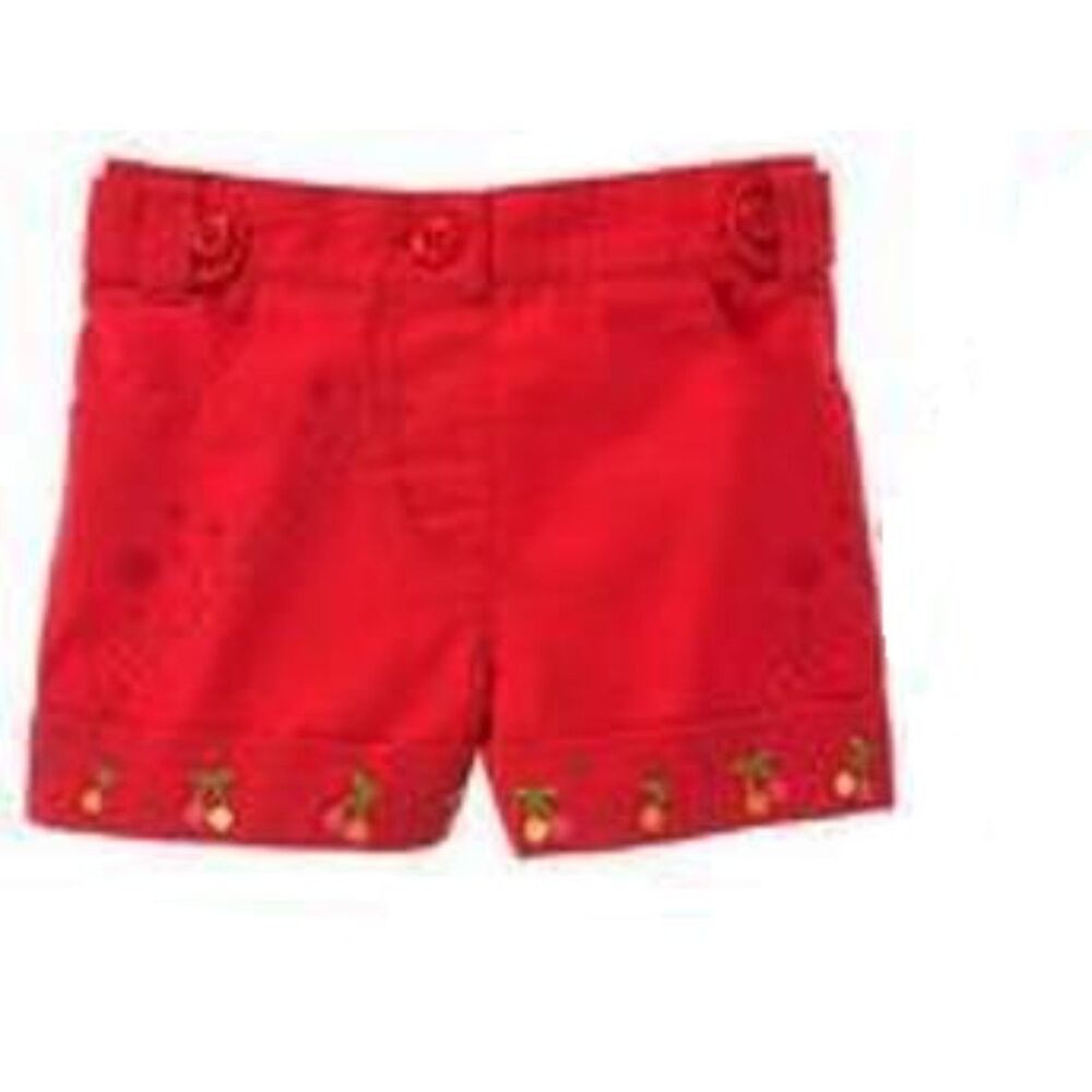 Gymboree Red Girls' Embroidered Hem Shorts